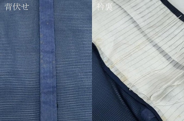 平和屋着物＊夏物　色無地　絽　濃藍色　洗える着物　CABI1410th