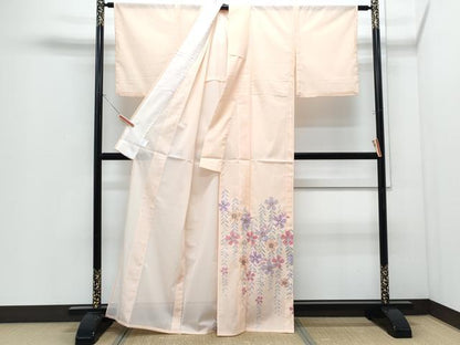 平和屋着物＊夏物　色留訪問着　絽　草花紋　洗える着物　CABI1411th