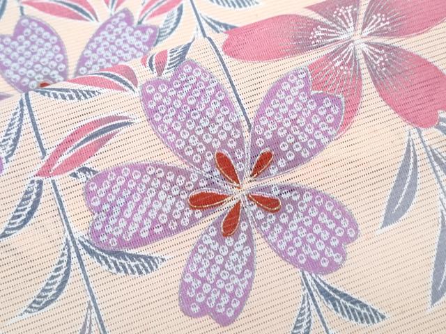 平和屋着物＊夏物　色留訪問着　絽　草花紋　洗える着物　CABI1411th