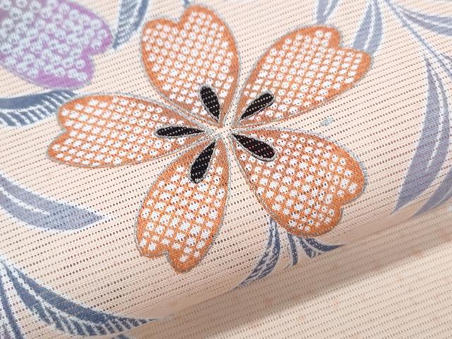 平和屋着物＊夏物　色留訪問着　絽　草花紋　洗える着物　CABI1411th