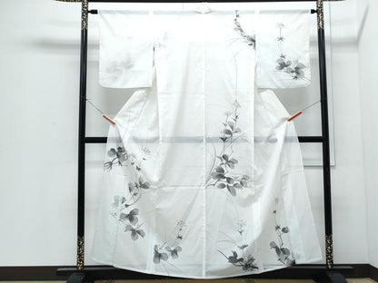平和屋着物＊夏物　訪問着　手描き　絽　草花文　洗える着物　CABI1412th