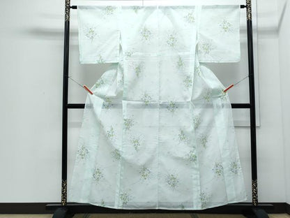 平和屋着物＊夏物　小紋　絽　扇面花文　洗える着物　CABI1413th