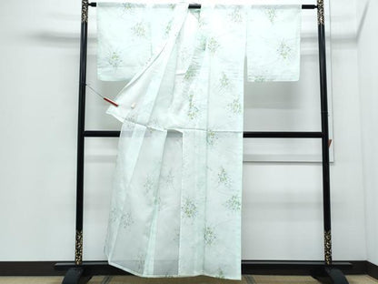 平和屋着物＊夏物　小紋　絽　扇面花文　洗える着物　CABI1413th