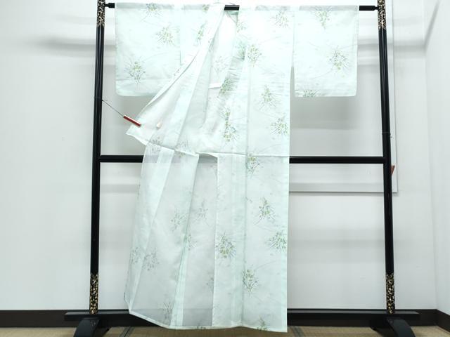 平和屋着物＊夏物　小紋　絽　扇面花文　洗える着物　CABI1413th