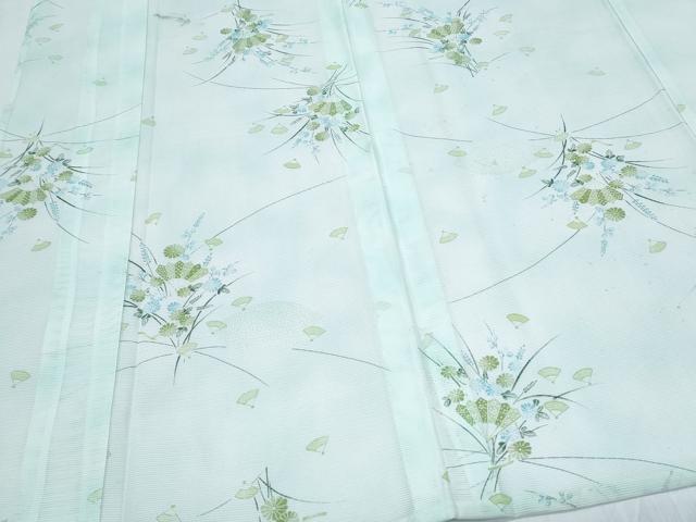 平和屋着物＊夏物　小紋　絽　扇面花文　洗える着物　CABI1413th