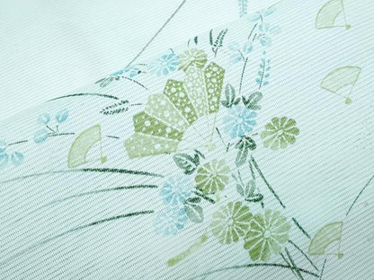 平和屋着物＊夏物　小紋　絽　扇面花文　洗える着物　CABI1413th