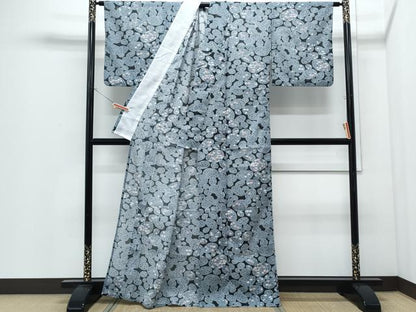 平和屋着物＊夏物　小紋　絽　石畳文　洗える着物　CABI1415th