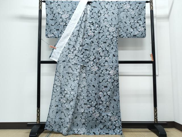 平和屋着物＊夏物　小紋　絽　石畳文　洗える着物　CABI1415th