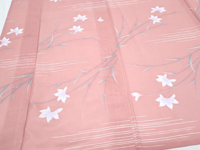 平和屋着物＊夏物　小紋　絽　草花文　洗える着物　CABI1424th