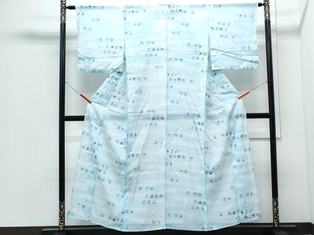 平和屋着物＊夏物　小紋　絽　吉祥草花文　CABI1426th