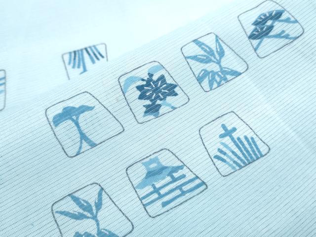 平和屋着物＊夏物　小紋　絽　吉祥草花文　CABI1426th