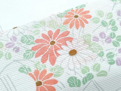 平和屋着物＊夏物　小紋　絽　草花文　洗える着物　CABI1427th