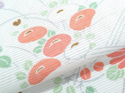 平和屋着物＊夏物　小紋　絽　草花文　洗える着物　CABI1427th