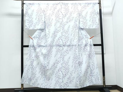 平和屋着物＊夏物　小紋　絽　草葉文　洗える着物　CABI1428th