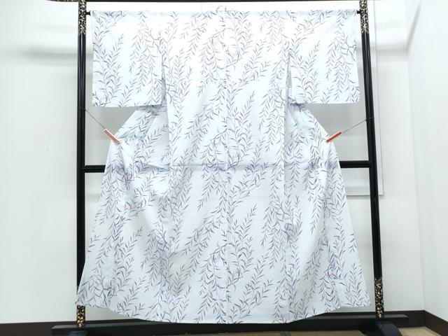 平和屋着物＊夏物　小紋　絽　草葉文　洗える着物　CABI1428th