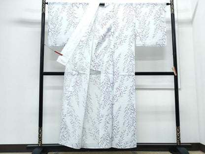 平和屋着物＊夏物　小紋　絽　草葉文　洗える着物　CABI1428th