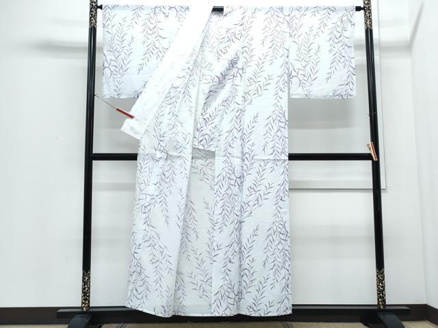 平和屋着物＊夏物　小紋　絽　草葉文　洗える着物　CABI1428th