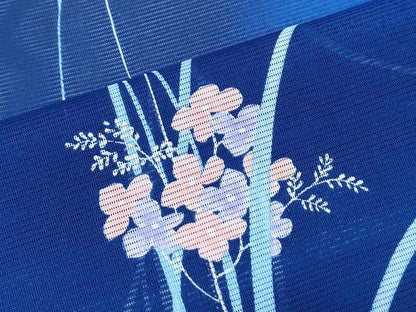 平和屋着物＊夏物　小紋　絽　草花文　暈し染め　洗える着物　CABI1430th
