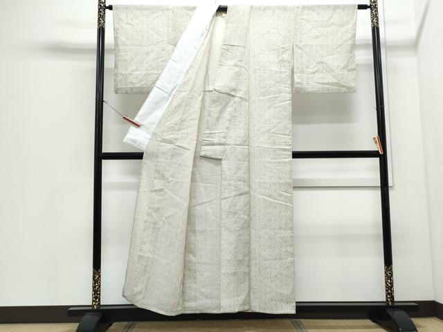平和屋着物＊夏物　小紋　紗　麻の葉文様　CABI1434th