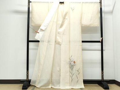 平和屋着物＊夏物　訪問着　変わり紋絽　草花文　正絹　逸品　CABI1435th