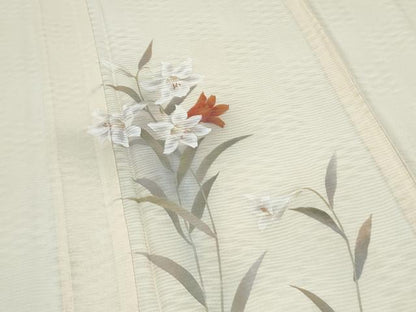 平和屋着物＊夏物　訪問着　変わり紋絽　草花文　正絹　逸品　CABI1435th