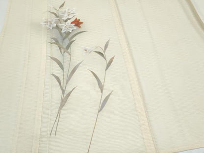 平和屋着物＊夏物　訪問着　変わり紋絽　草花文　正絹　逸品　CABI1435th