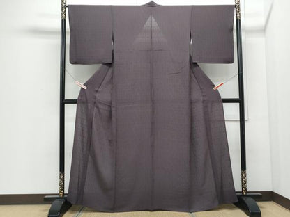 平和屋着物＊夏物　色無地　菱文紗　黒鳶色　正絹　逸品　CABI1436th