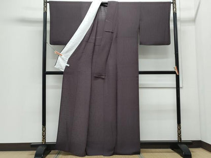 平和屋着物＊夏物　色無地　菱文紗　黒鳶色　正絹　逸品　CABI1436th
