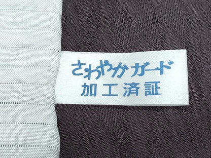 平和屋着物＊夏物　色無地　菱文紗　黒鳶色　正絹　逸品　CABI1436th