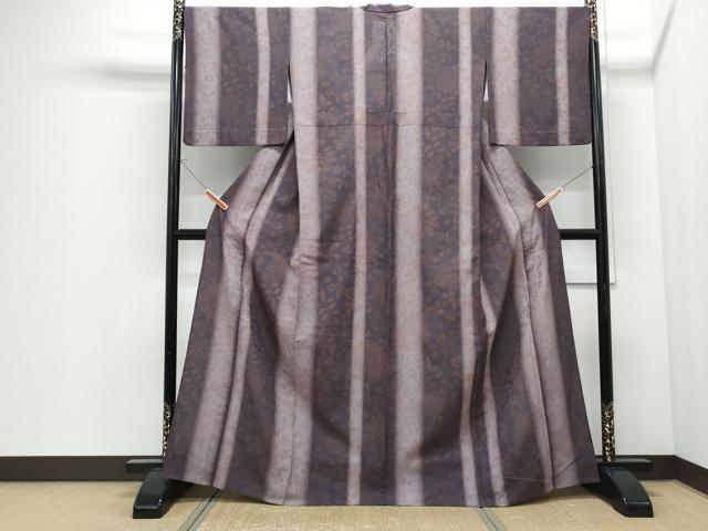 平和屋着物＊夏物　小紋　紗紬　草花間道　正絹　逸品　CABI1438th