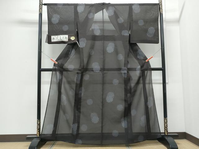 平和屋着物＊夏物　越後夏大島紬　160亀甲　雪輪文　証紙付き　正絹　逸品　CABI1443th