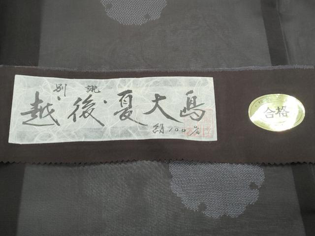 平和屋着物＊夏物　越後夏大島紬　160亀甲　雪輪文　証紙付き　正絹　逸品　CABI1443th
