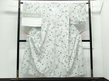 平和屋着物＊夏物　小紋　和染紅型　裕彩花　反端付き　正絹　逸品　CABI1444th