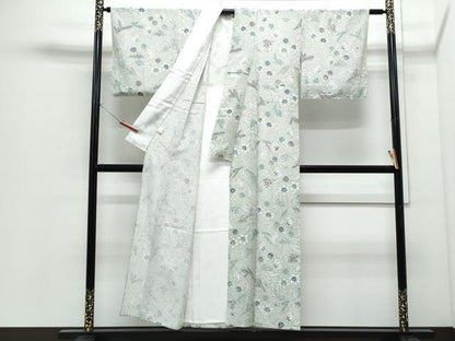 平和屋着物＊夏物　小紋　和染紅型　裕彩花　反端付き　正絹　逸品　CABI1444th