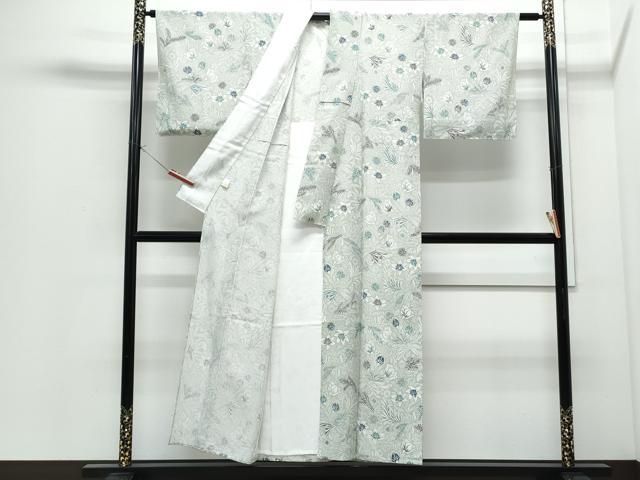 平和屋着物＊夏物　小紋　和染紅型　裕彩花　反端付き　正絹　逸品　CABI1444th
