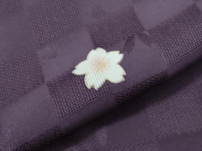 平和屋着物＊夏物　小紋　市松文紗　舞桜文　金彩　正絹　逸品　CABI1447th