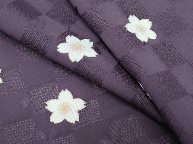 平和屋着物＊夏物　小紋　市松文紗　舞桜文　金彩　正絹　逸品　CABI1447th