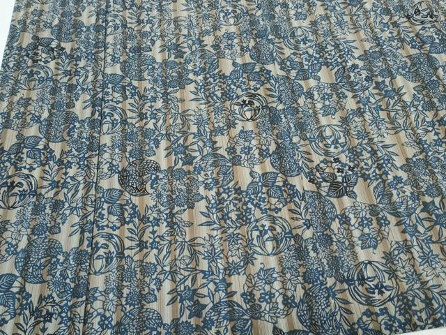 平和屋着物＊夏物　小紋　藍　型染め　花丸間道　ますいわ屋扱い　正絹　逸品　CABI1448th