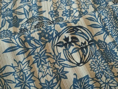 平和屋着物＊夏物　小紋　藍　型染め　花丸間道　ますいわ屋扱い　正絹　逸品　CABI1448th
