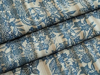 平和屋着物＊夏物　小紋　藍　型染め　花丸間道　ますいわ屋扱い　正絹　逸品　CABI1448th