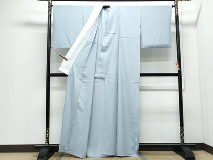 平和屋着物＊夏物　色無地　絽　白藍色　正絹　逸品　CABI1459th