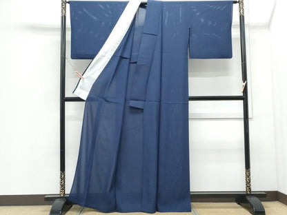 平和屋着物＊夏物　色無地　絽　濃藍色　正絹　逸品　CABI1460th
