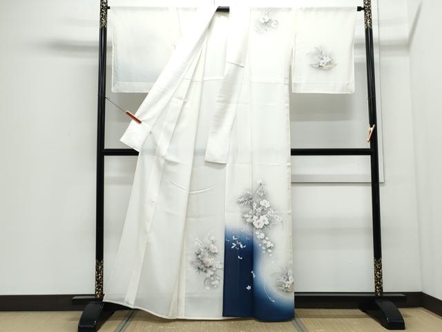 平和屋着物＊夏物　訪問着　手描き　絽　花籠文　暈し染め　正絹　逸品　CABI1462th