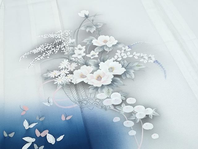平和屋着物＊夏物　訪問着　手描き　絽　花籠文　暈し染め　正絹　逸品　CABI1462th