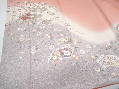 平和屋着物●訪問着　地紙花文　暈し染め　金彩　正絹　逸品　CABI1466th