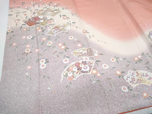 平和屋着物●訪問着　地紙花文　暈し染め　金彩　正絹　逸品　CABI1466th