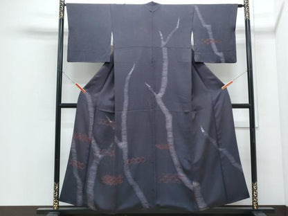 平和屋着物●訪問着　刺し子　杢目絞り　吉祥文　正絹　逸品　CABI1468th