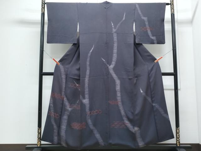 平和屋着物●訪問着　刺し子　杢目絞り　吉祥文　正絹　逸品　CABI1468th