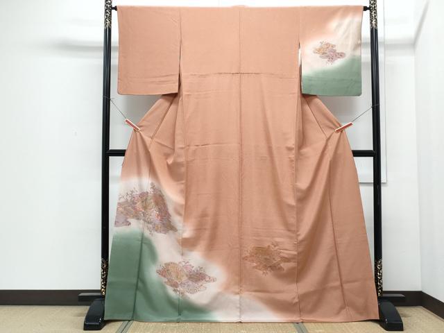 平和屋着物●中国三大刺繍　スワトウ刺繍　総刺繍　訪問着　地紙草花文　暈し染め　金彩　正絹　逸品　CABI1470th