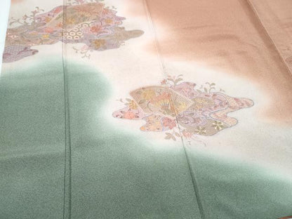 平和屋着物●中国三大刺繍　スワトウ刺繍　総刺繍　訪問着　地紙草花文　暈し染め　金彩　正絹　逸品　CABI1470th